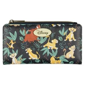 Disney Lion King Zip Wallet - Black with Yellow & Green Character Print